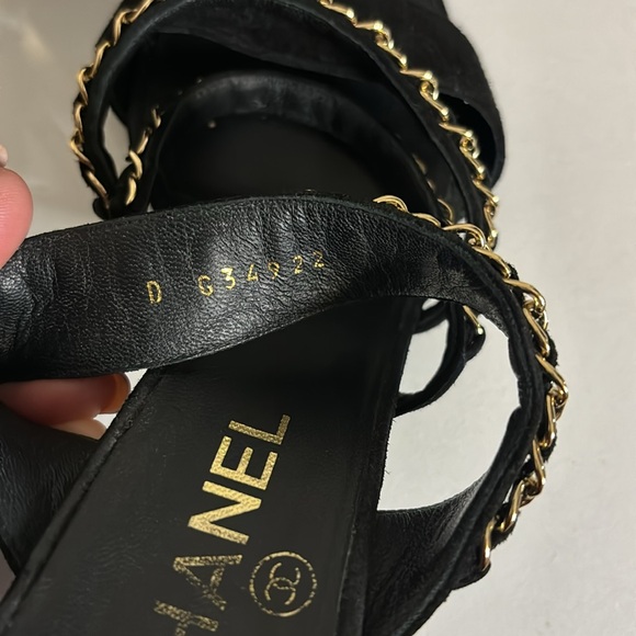 CHANEL Black Suede Chain Sandal - Picture 9 of 10